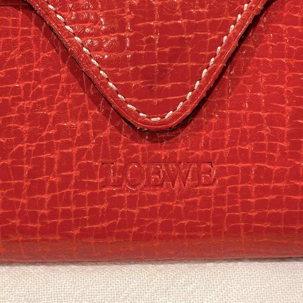 Authentic Loewe EUC Eye Popping Croc-Embossed Leather Wallet W/ Scalloped Design - Picture 2 of 9